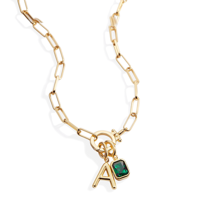 Collier Maille Initiale & Pierre de Naissance