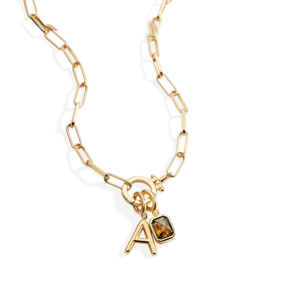Collier Maille Initiale & Pierre de Naissance