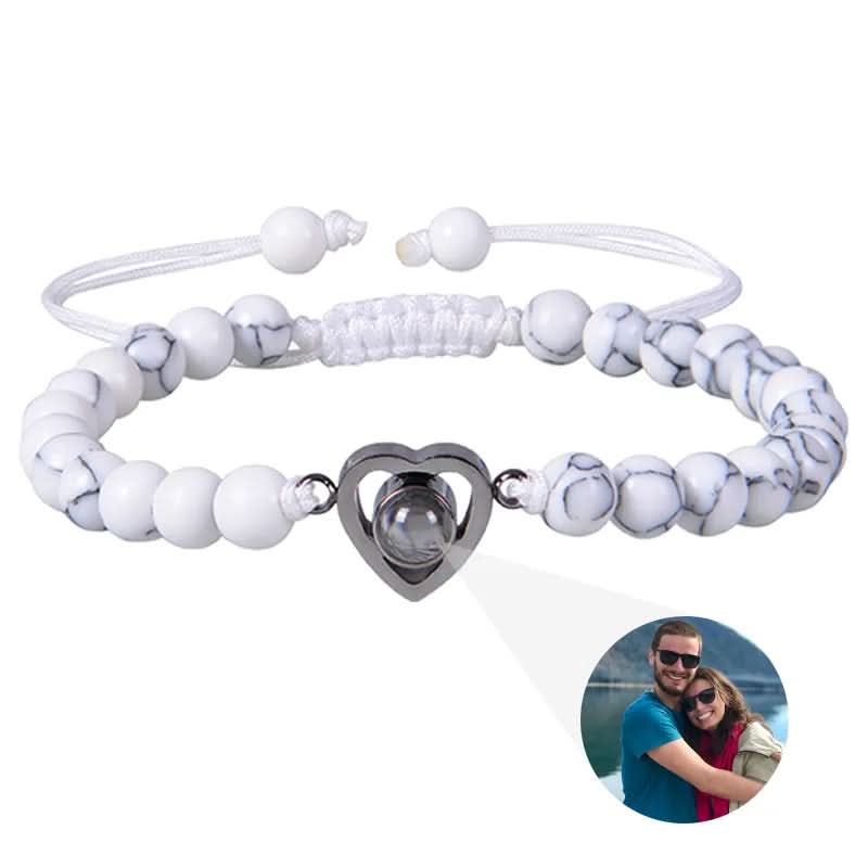 Bracelet photo cœur avec perles