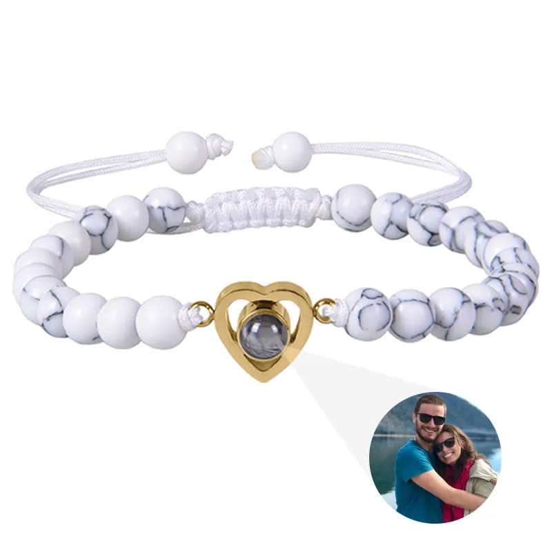 Bracelet photo cœur avec perles