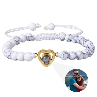 Bracelet photo cœur avec perles