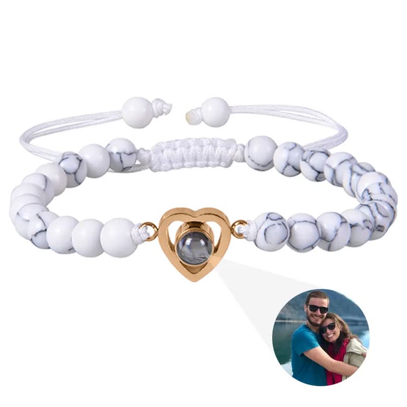 Bracelet photo cœur avec perles