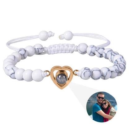Bracelet photo cœur avec perles