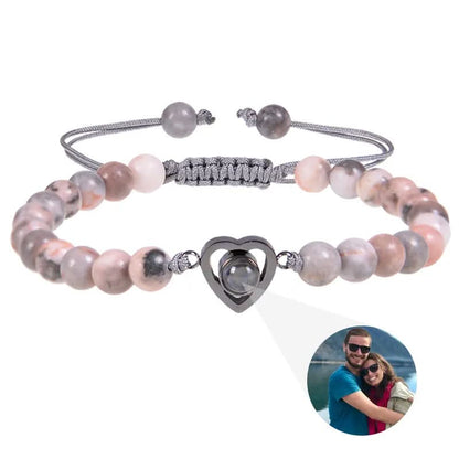 Bracelet photo cœur avec perles