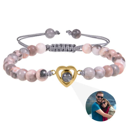 Bracelet photo cœur avec perles
