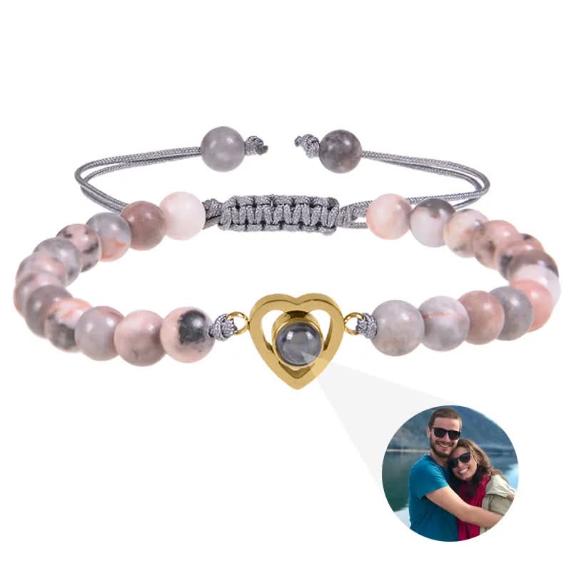 Bracelet photo cœur avec perles