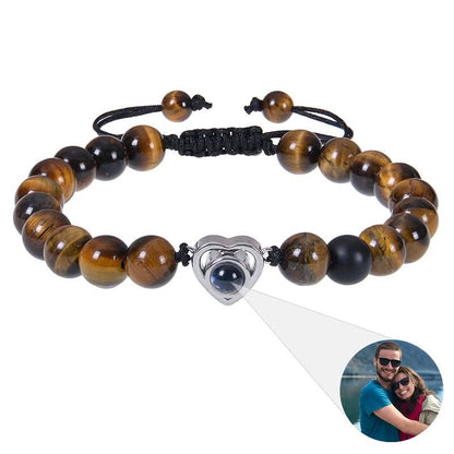 Bracelet photo cœur avec perles
