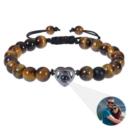 Bracelet photo cœur avec perles