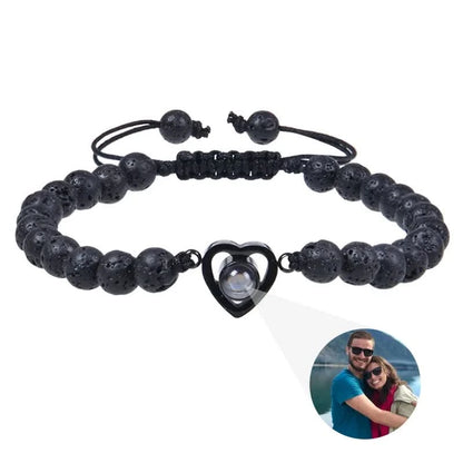 Bracelet photo cœur avec perles