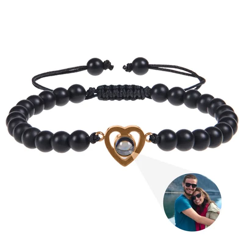 Bracelet photo cœur avec perles