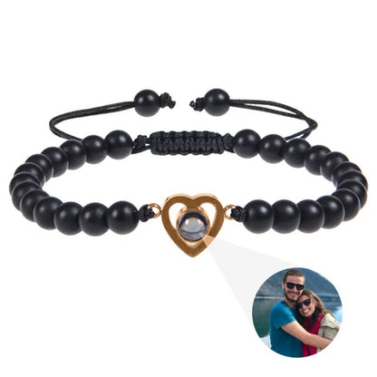 Bracelet photo cœur avec perles