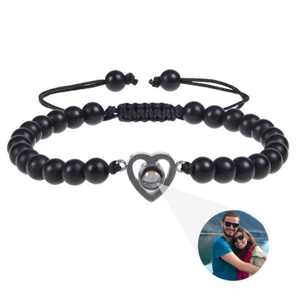 Bracelet photo cœur avec perles