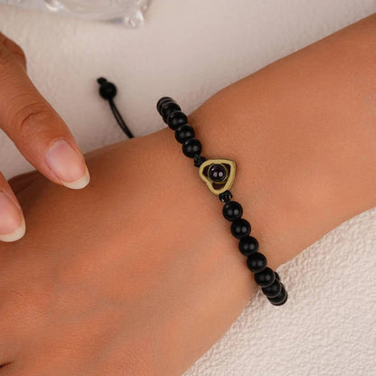 Bracelet photo cœur avec perles