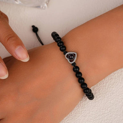 Bracelet photo cœur avec perles