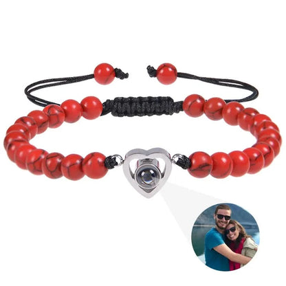 Bracelet photo cœur avec perles