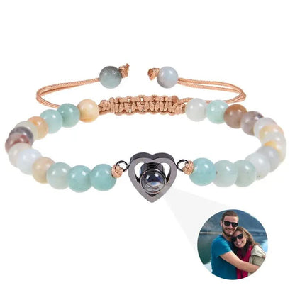 Bracelet photo cœur avec perles