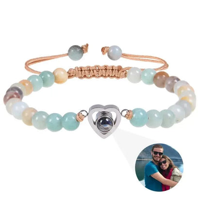 Bracelet photo cœur avec perles