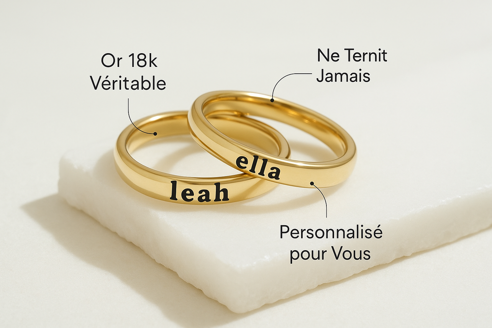 Bagues empilables personnalisées en or