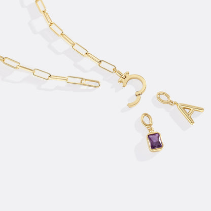 Collier Maille Initiale & Pierre de Naissance