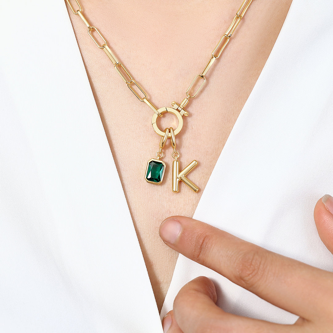 Collier Maille Initiale & Pierre de Naissance