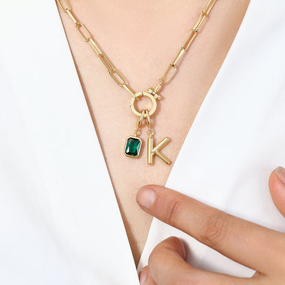 Collier Maille Initiale & Pierre de Naissance