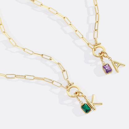 Collier Maille Initiale & Pierre de Naissance