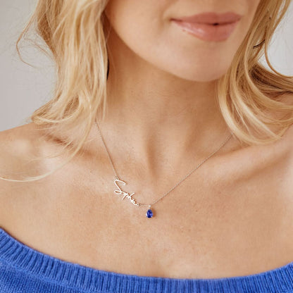 Collier avec pierre de naissance fait main