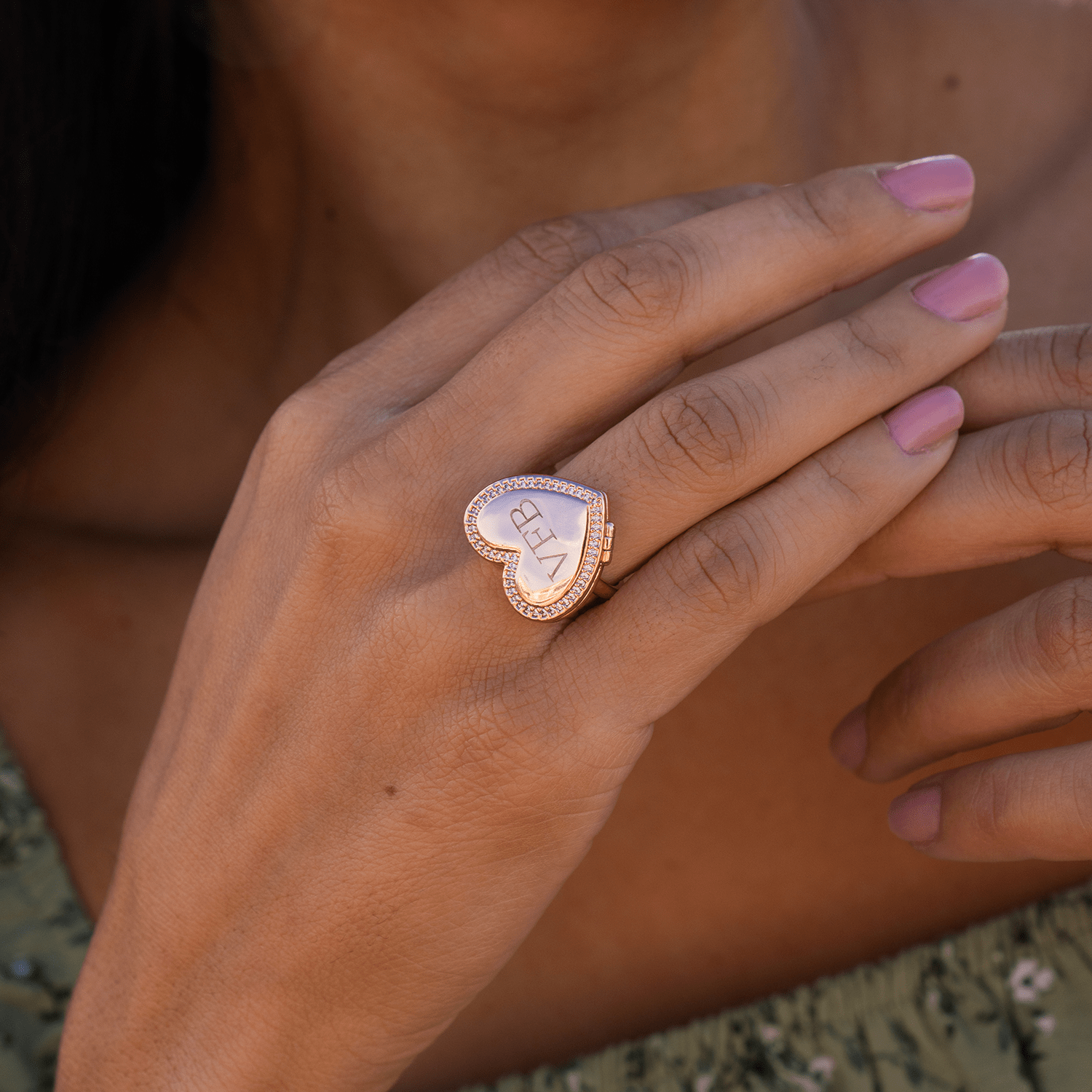 Bague Médaillon Cœur Personnalisée