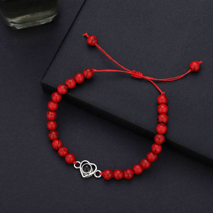 Bracelet photo cœur avec perles