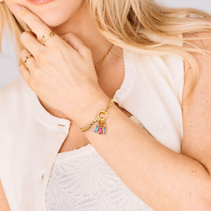 Bracelet Perlé avec Pendentif Pierre de Naissance