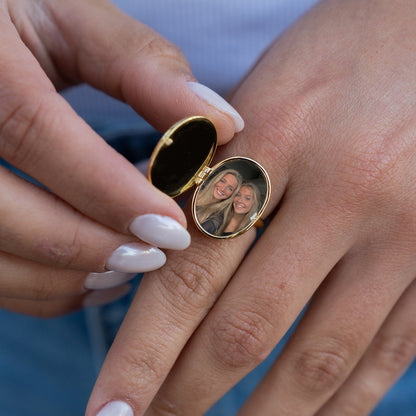 Bague médaillon personnalisée en nacre