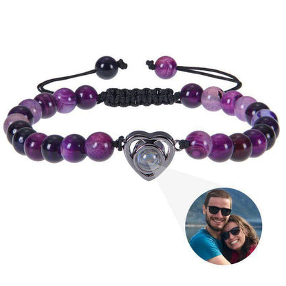 Bracelet photo cœur avec perles