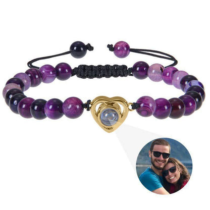 Bracelet photo cœur avec perles
