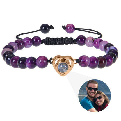 Bracelet photo cœur avec perles