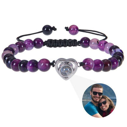 Bracelet photo cœur avec perles