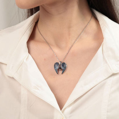 Collier photo commémoratif avec ailes d'ange étincelantes